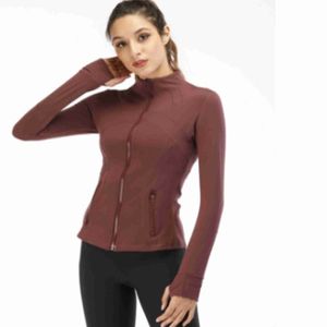Definiera Lulus Jacket Kvinnor Naken Yoga Coat Long Sleeve Crop Top dragkedja Fitness Running Shirts Workout Clotheswear Li
