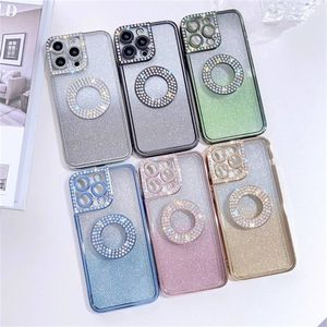 Bling Diamond Soft TPU Cases for Iphone 14 Plus Pro MAX 13 12 11 Iphone14 Fashion Ring Shinny Glitter Gradient Fine Hole Metallic Plating Mobile Phone Case
