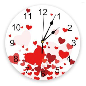 Wanduhren Liebe Romantik Weiß Rot 3D-Uhr Modernes Design Bauernhaus Dekor Küche Vintage PVC Runde Wohnzimmer Dekoration