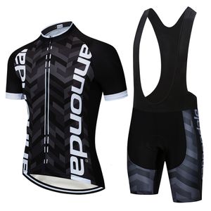 Conjuntos de camisas de ciclismo pretas roupas esportivas ao ar livre manga curta mountain bike jersey roupas profissionais masculinas 230620