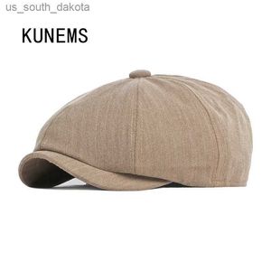 KUNEMS Boné Octogonal Moda Retro Newsboy Chapéus para Homem Boina Casual Chapéu Feminino Peaky Blinders Boina de Algodão Gorras L230523