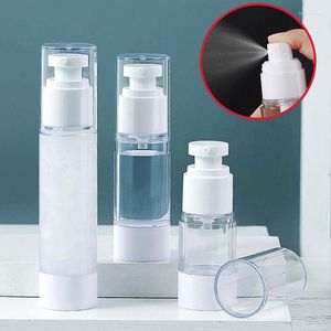 Frascos de armazenamento 15/30/50ml 1pcs AS Vacuum Bottle Spray Toner Lotion Press-Type Recarregável Sub-Bottle Cosmetic Portable Travel Accessories