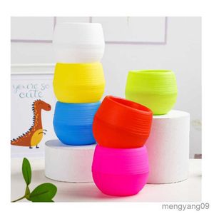 Planters POTS Color Mini Plant Liten Flower Pot For Office Decoration Home Decoration Mini Harts Plastic 7x7cm Small Flower Pot Planters R230621