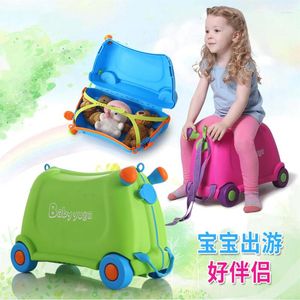 Bavullar çocuk bavulları ile tekerlekler ile seyahat bagaj kutusu çocuk depolama vaka bebek oyuncak sevimli malzemeler üzerinde taşıma