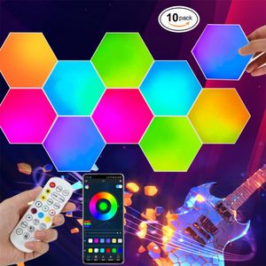 1-24 PCS Smart Hexagon Lights for Wall LED Lamp USB DIY Wi-Fi APP RGBIC Home Decor Creative with Music Sync Works with Alexa Google