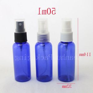 50 ml x 50 leere blaue Kunststoff-Sprühflasche mit Pumpe, 50 ml, kleine Reisekosmetikverpackung, feiner Sprühnebelbehälter aus Kunststoff, Djmed