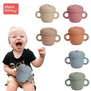 Other Baby Feeding Creative Mushroom Learning Food Bowl Cup with Handle Grade Silicone Snack Dishes Storage Container Tableware 230620