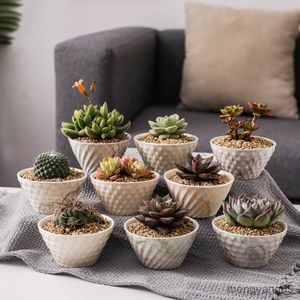 Planters Nordic Marble Meat Ceramic Tablett Pots Decoration Flowerpot Office Home Christmas Friend Gift Flower Decor R230621