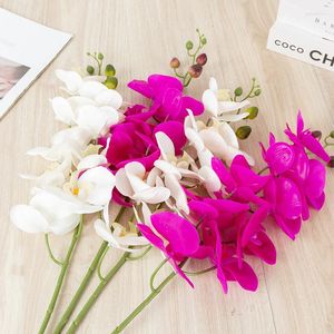 Decorative Flowers 4 Heads Plastic Butterfly Orchid 3D Phalaenopsis Vases For Home Decor Wedding Plants Artificial