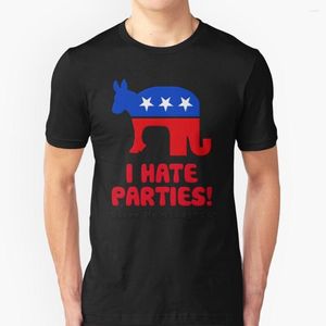 Męskie koszule i nienawidzę imprez - koszula polityczna letnia moda swobodna bawełniana okrągła szyja