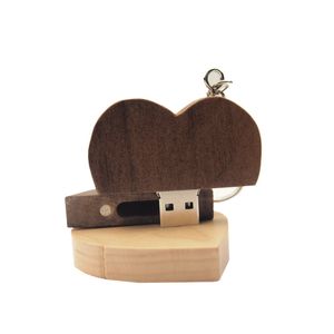 (over 10pcs Free Logo)maple Wooden Heart USB + BOX USB Flash Drive Pendrive 64GB 32GB 16GB 8GB U Disk Photography Wedding Gifts