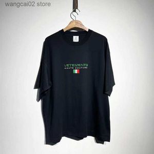 T-shirty męskie dobrej jakości czarne weryfikacje mody T-shirt mężczyzn 1 1 Różne haftowane haute couture Vetements Women Oversize koszulki T230621