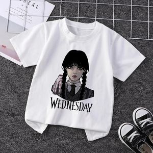 T-Shirts Casual Top Wednesday Addams Kinder T-Shirt Ich hasse Menschen Cartoons Kleidung Kind Mädchen Junge Nevermore Academy T-Shirt Little Baby 230620