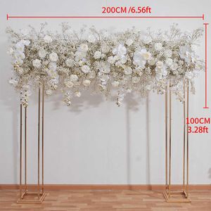 Fiori secchi 2M Luxury Rose Wedding Row Artificiale Babybreath Fiore di ciliegio bianco Evento floreale Decorazioni per feste Organizzare oggetti di scena