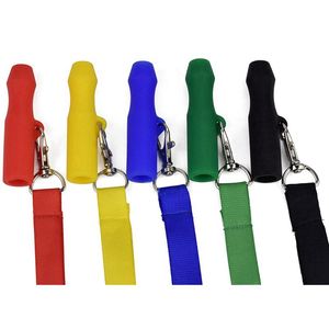 Colorato silicone narghilè narghilè narghilè fumo narghilè gorgogliatore tubi filtro manico suggerimenti bocchino portatile cordino ciondolo collana bong portasigarette DHL