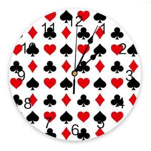 Wall Clocks Diamonds Spades Hearts Poker White Clock For Modern Home Decoration Teen Room Living Needle Hanging Watch Table