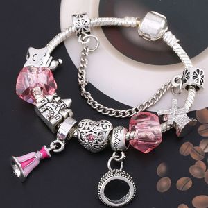 925 Sterling Silver Pink Crystal Murano Glass Beads Queen Crown Swan Princess European Charm Beads Flamingo Dangle Fits Pandora Charm Bracelets Necklace