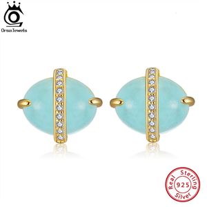 Stud ORSA JEWELS Exquisite Oval Shape Natural Aquamarine Stud Earrings in Solid 925 Sterling Silver for women Earings Jewelry GME04 230620