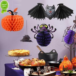 New Pumpkin Spider Bat Carta a nido d'ape Ornamenti per lanterne appese Decorazione per feste di Halloween per giocattoli regalo per bambini all'aperto per la casa
