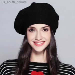 Ylwhjj marka beret czapka dla kobiet solidne wełniane berety z damami moda popularna zimowa ciepła czapka gorąca czapka l230523