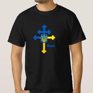 T-shirt da uomo Ucraina Croce simbolo Lorena T-shirt da uomo manica corta in cotone casual O-Collo