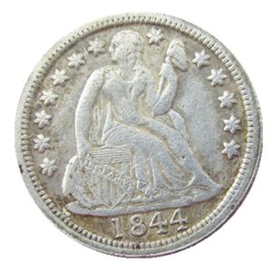US 1844 P/S Liberty siedzący monety kopane Dime Silver
