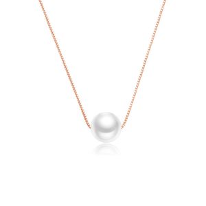 New Simple Round Freshwater Pearl Necklaces Ins 100% 925 Sterling Silver Geometric Pendant Necklace Birthday Gifts