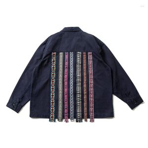 Kurtki męskie japońskie męskie w stylu etnicznym Wstążka Wstążka ciężka bawełniana kurtka myjka młodzież Mężczyzn Przyjeżdża drukowana płaszcz