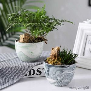 Planters POTS Succulent Marbling Ceramic Flower Pots Prickly Pear Pots Nordic Creative Desktop Potted Christmas Home Office Decor Flower R230621