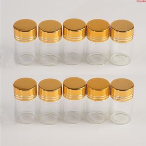 50pcs 6ml Glass Bottles Plastic Screw Golden Cap Empty Transparent Clear Liquid Gift Container Wishing Jarshigh qualtity Rbxhn