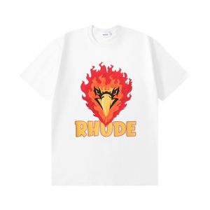 24SS Rhude T-Shirt Designermode Kleidung T-Shirts Hip Hop Sittich Langschwanzpapagei Aufdruck High Street Lässige vielseitige Kurzarm-T-Shirts Männer Frauen Streetwear xb