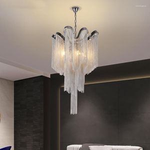 Żyrandole nowoczesne mandelier żyrandol przyjęcie srebrne światło luksusowy minimalistyczny strumień zawieszenia