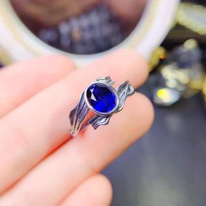 Pierścienie klastra panie srebrne 925 zaręczyn szafirowy pierścień niebieski kryształ czysty biżuteria oryginalna data butiqu