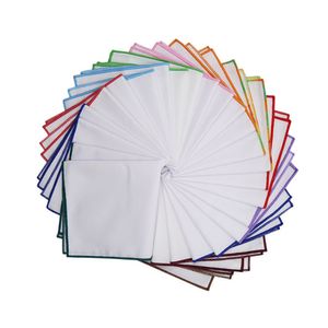 Pocket Square 10pcs/الكثير من مربع الجيب الأبيض الصلب للرجال بدعوى هانك نمط حرير مناديل حريرية زرقاء الزفاف