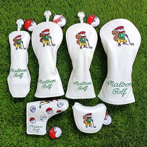 Andra golfprodukter Squirrel Golf Woods headcovers omslag för förare Fairway Putter 135UT Clubs Set Heads Pu Leather Unisex High Quality Head C 230620