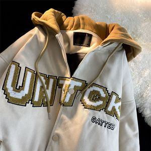 Erkek Hoodies Sweatshirts Beyzbol Ceket Kadın Hip Hop Dış Giyim Harajuku Mektup Nakış Patchwork Çift Ceket Sokak Giyim Erkekler Unisex College Coats 230620