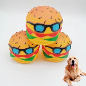 Hamburger Pet Dog Toys Puppy Teeth Silicon Chew Sound Novelty Playing Funny Toys Dog Accessories Dog Toys For Large Dogs