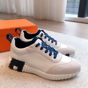 Top Luxury Men Bouncing Sneaker Shoes Calfskin Suede Casual Sports Goatskin Light Sole Low Top Trainers Comfort Outdoor Walking Size 38-46