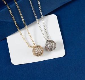 2023 lovely cute pendant Necklaces HIGH QUALITY long silver thin stainless steel chain diamond crystal ball design Women necklace with dust bag and box