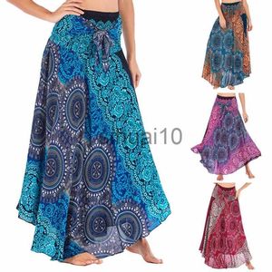 Spódnice mody spódnice damskie ubrania roupas saia bottom Kobiety spódnica nowa seksowna kobieta długa Jupe Bohemian Boho Flowers Elastic talia Faldas J230621