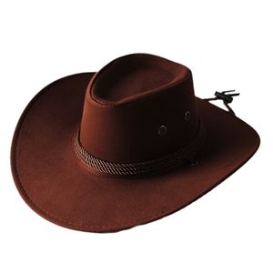 Cloches Mens Cool Sun Hat Cor Sólida Western Cowboy Boné Repicado Grande Corda Knight 230620