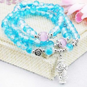 Strang 6 mm, Modeaccessoires, Bastelteile, blaue Glasperlen, rund, DIY Halskette, Steine, Kugeln, Geschenke, Schmuckherstellung, Design, 38,1 cm