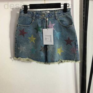 Women's Shorts designer 23ss Womens womens clothing Hot drill colored five-pointed star raw edge denim shorts High quality women