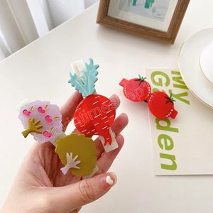 Korea Sweet 8cm New Tomato Radish Tree Shape Cute Spring Clamp Hair Clip Headdre For Women Girl Acetate Exquisite Hairpin Accessories