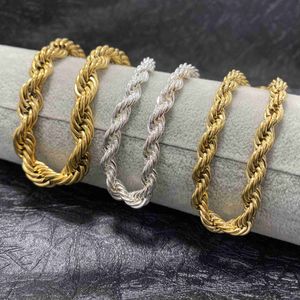 Großhandel 2mm 4mm 5mm 10mm Chunky Chain Choker 14k 18k vergoldeter Edelstahl Twisted Rope Chain Halskette für Männer Frauen