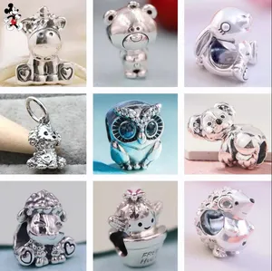 For pandora charm 925 silver beads charms Cute Animal charm set Pendant DIY Fine Bead Jewelry