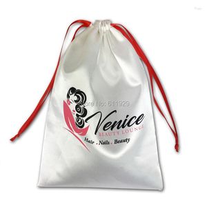 Storage Bags Custom Logo Virgin Hair Bundle Satin Packing Bag Women Extention/extension Packaging Top Grade