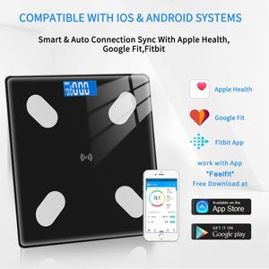 Bilancia per peso corporeo Bilancia Bluetooth Fat BMI Smart Electronic LED Bagno Sano può essere collegato all'analizzatore di telefoni cellulari 230620