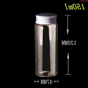 47*120*34mm 150ml Glass Bottles Silicone Stopper Screw Aluminium Cap Empty Pharmaceutical Jars Liquid Vials 12pcshigh qualtity Ctuvl