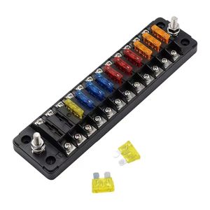 Car Boat Fuse Box Holder With 12 Ways 6 Ways Blade Fuse Holder Block & Warning Indicator 12V~24V Power Distribution Panel Board